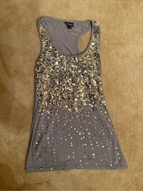Day trip Sequin Embellished Sleeveless Tank Top - Gray
